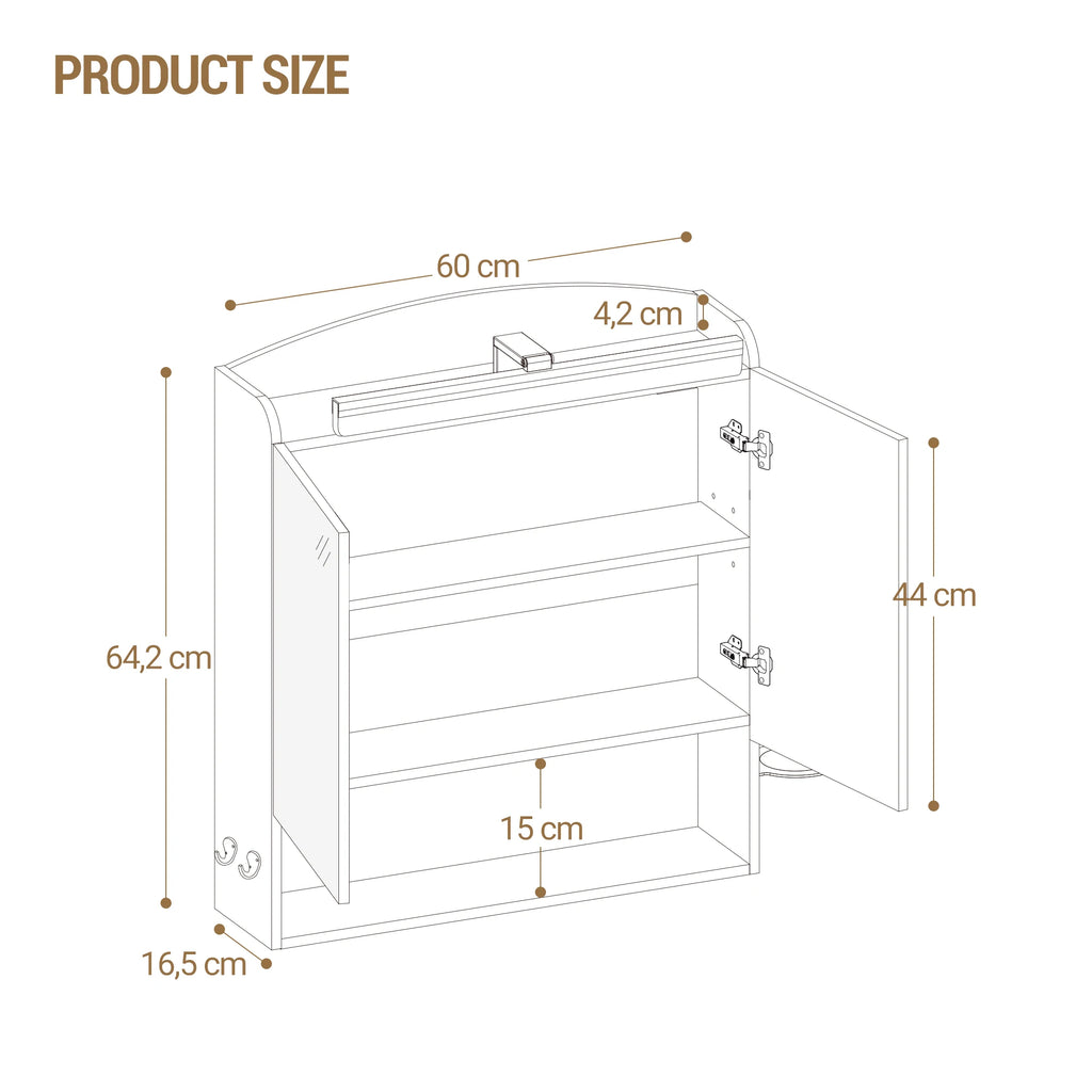 Armoire de toilette avec miroir et éclairage LED – prise intégrée, blanche