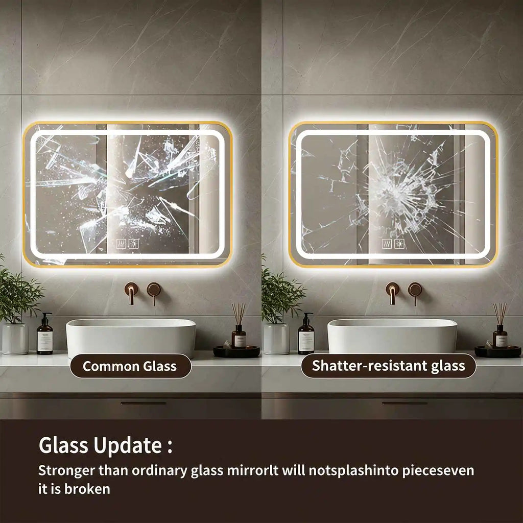 Miroir LED à cadre métal anti-buée – 3 couleurs, variateur tactile
