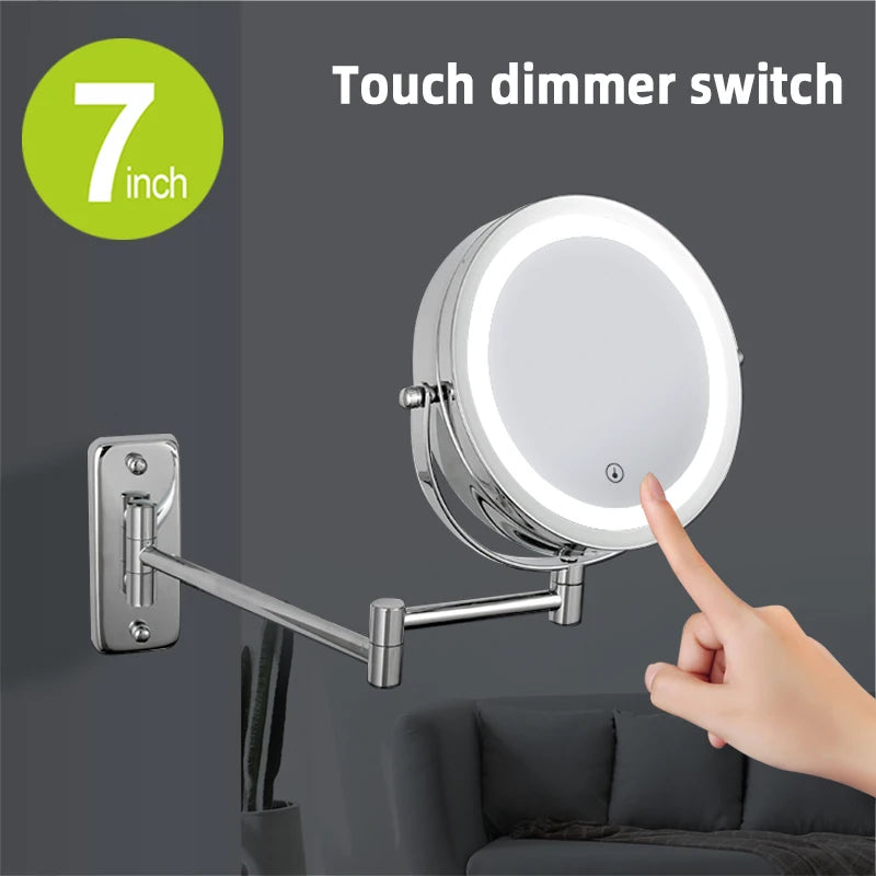 Miroir grossissant LED mural – bras extensible, x5 ou x10