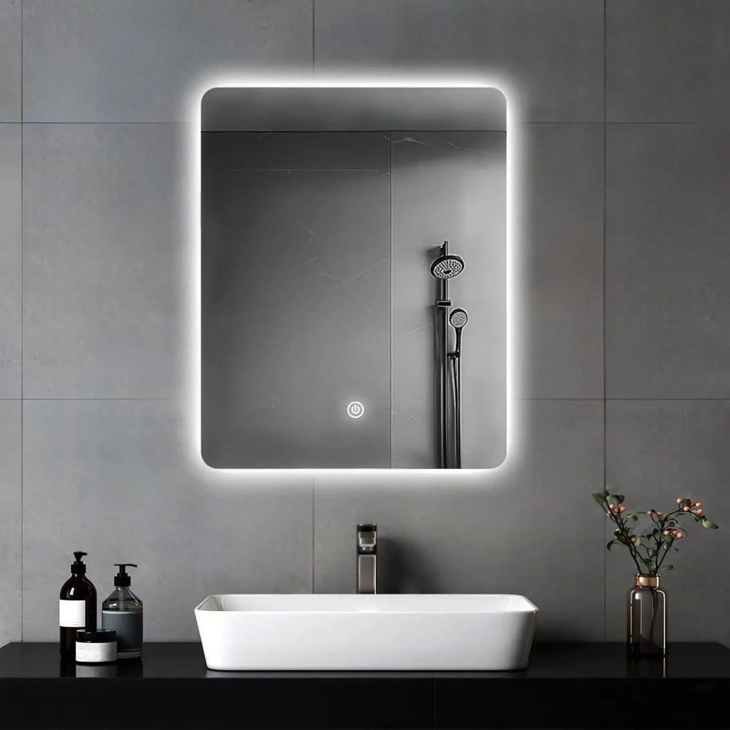 Miroir LED rétroéclairé 45 x 60 cm – tactile, 3 couleurs