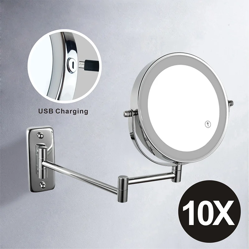 Miroir grossissant LED mural – bras extensible, x5 ou x10